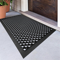 BEHERO Rubber Outdoor Mat front view, black color