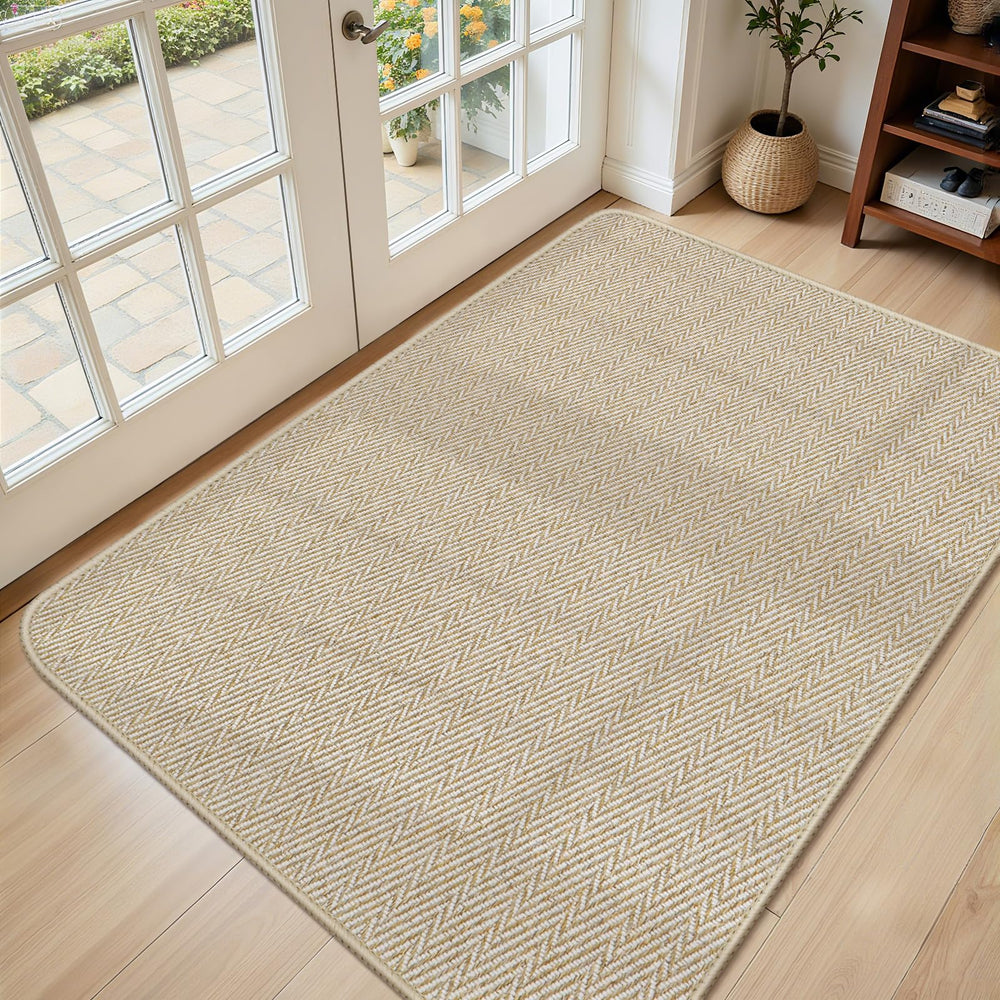 BEISIFLOOR Ultra Thin Door Mat 36x59 khaki front view