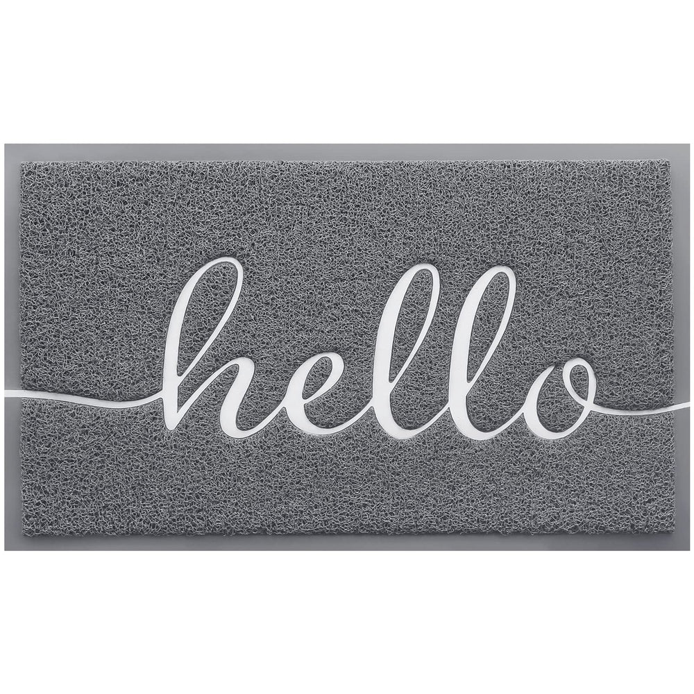 BeneathYourFeet Welcome Mat front view with embossed hello design