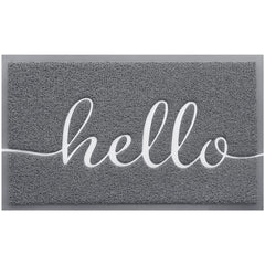 BeneathYourFeet Welcome Mat front view with embossed hello design