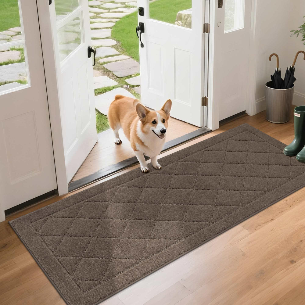 BEQHAUSE Dirt Trapper Door Mat 24" x 60" in light brown front view
