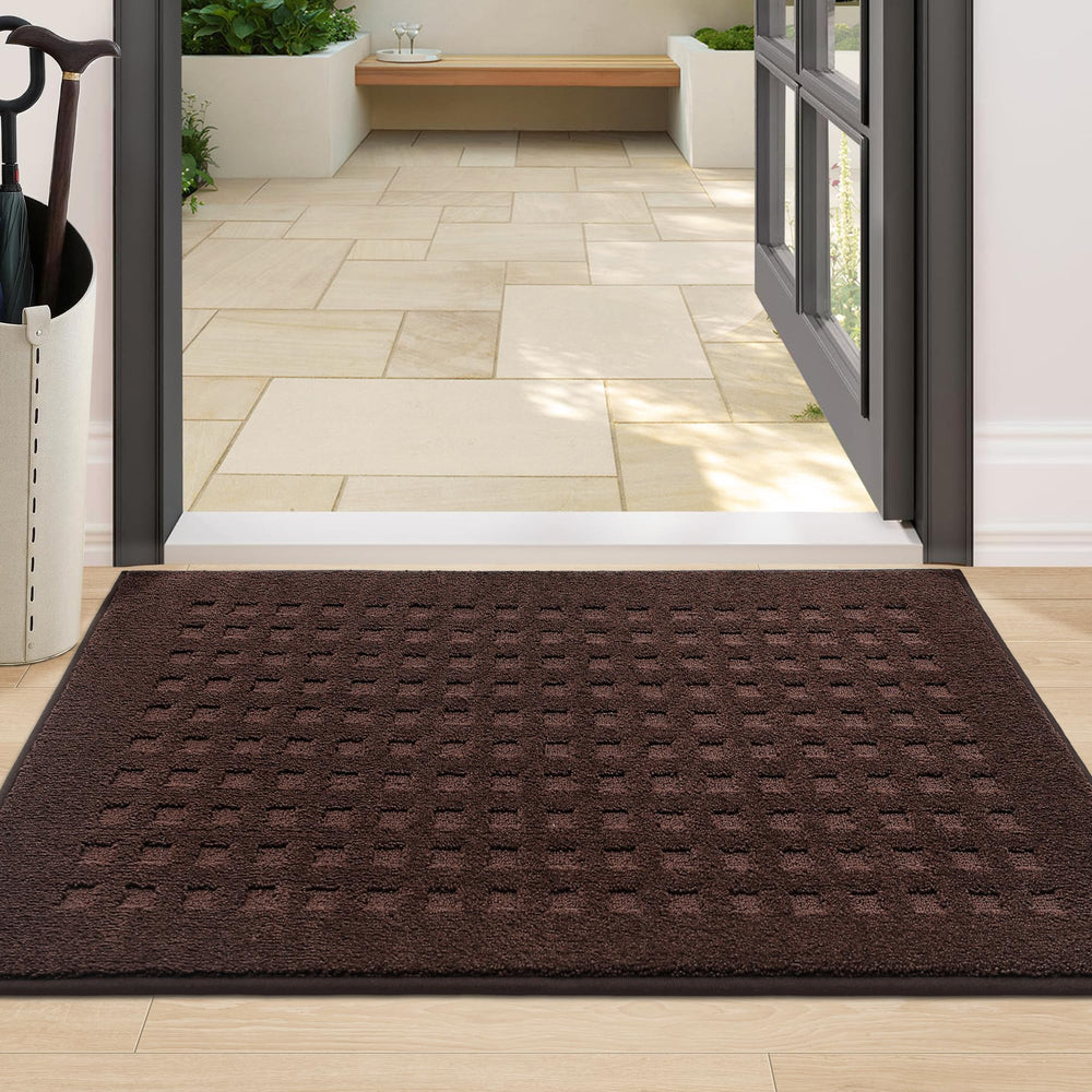 BEQHAUSE Dirt Trapper Door Mat 24"x36" front view, dark brown