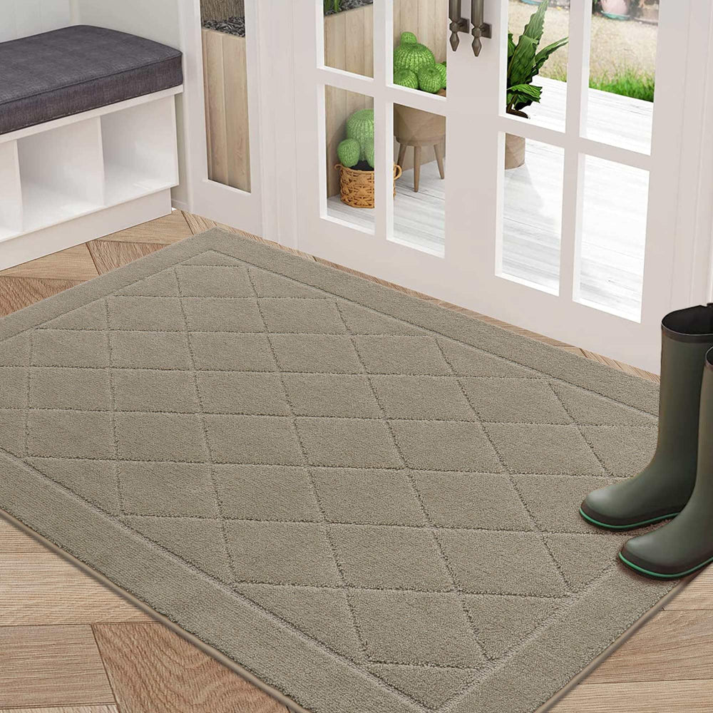BEQHAUSE Dirt Trapper Door Mat beige front view