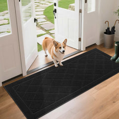 BEQHAUSE Dirt Trapper Door Mat front view, black, 24 x 60 inches