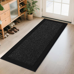 BEQHAUSE Indoor Door Mat 24" x 60" in black front view