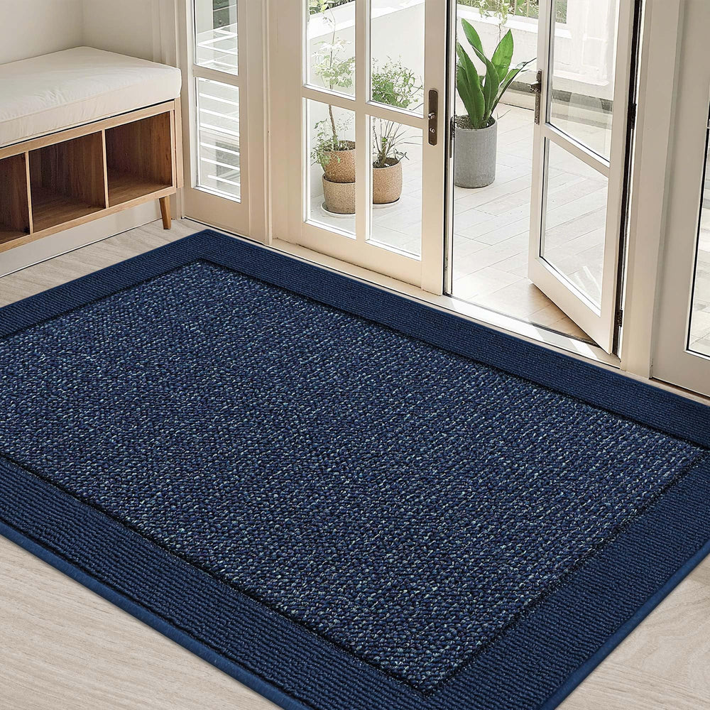 BEQHAUSE Indoor Door Mat Blue front view, 32" x 48"