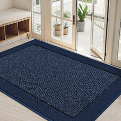 BEQHAUSE Indoor Door Mat Blue front view, 32" x 48"
