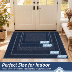 BEQHAUSE Indoor Door Mat Blue side view with detailed texture