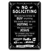 Bestylez humorous no soliciting sign front view, black and white