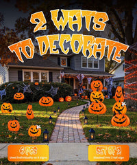 Beterzack Halloween garden stakes in a lawn setting