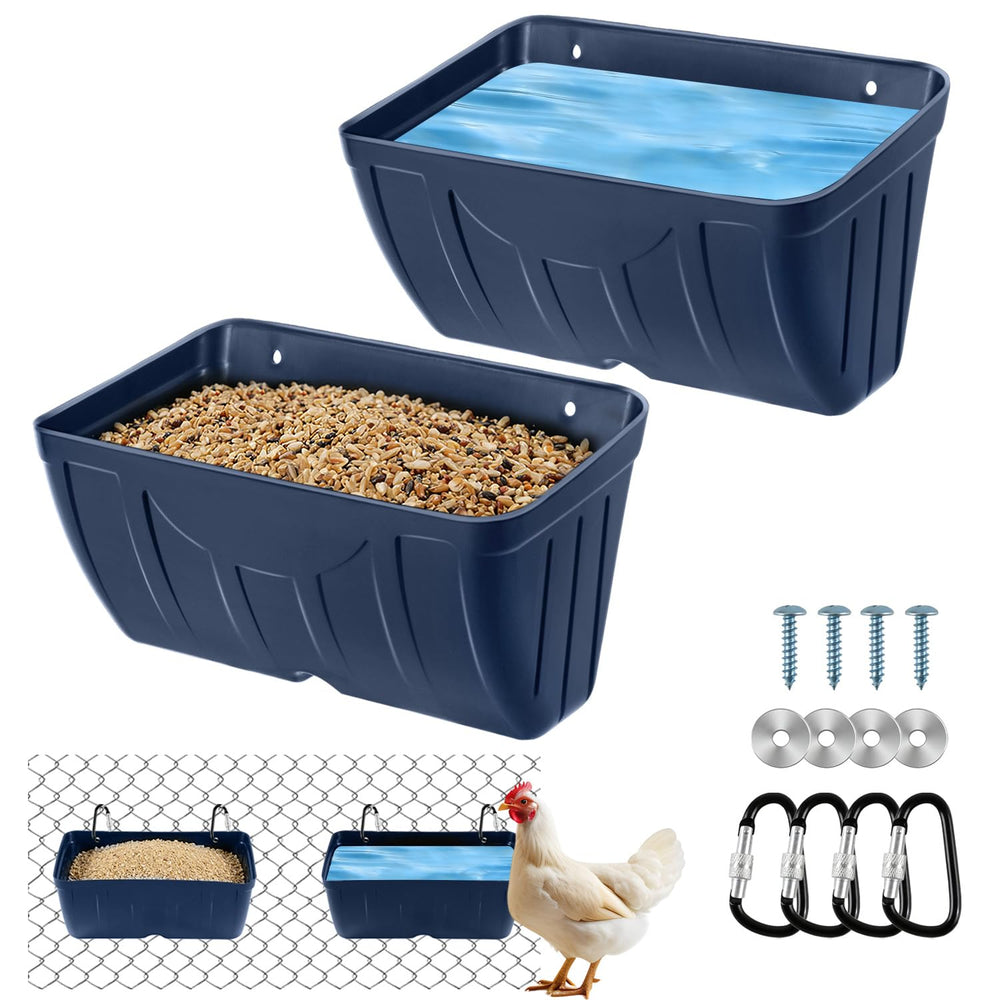 Bi fujian 5 Quart Chicken Feeder Waterer front view, blue
