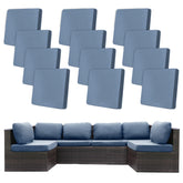 BIETYONE 12 pack outdoor cushion covers grey blue front view