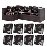 BIETYONE 8 Pcs Outdoor Cushion Covers in Coconut Forest front view