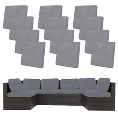 BIETYONE Outdoor Cushion Cover 12PCS Jacquard Check Grey front view