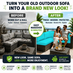 BIETYONE outdoor cushion cover on a patio sofa