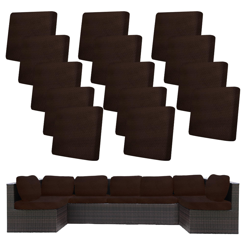 BIETYONE Outdoor Cushion Cover Set 14 PCS in Jacquard Twill Coffee