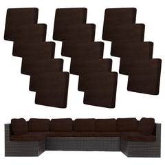 BIETYONE Outdoor Cushion Cover Set 14 PCS in Jacquard Twill Coffee