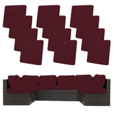 BIETYONE Outdoor Cushion Covers 12 pack Jacquard Check Wine Red front view