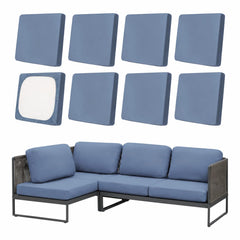 BIETYONE outdoor cushion covers 8 PCS in Grey Blue front view