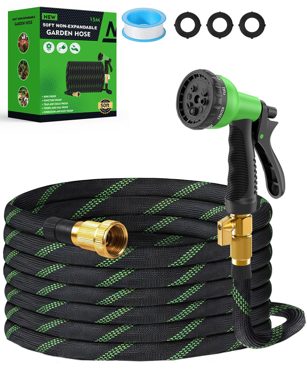 BIGITTA 50ft garden hose green model with spray nozzle