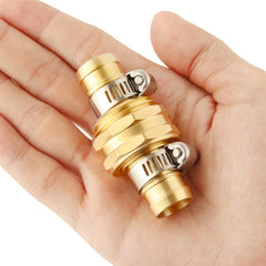 BILAL garden hose connectors displayed on a wooden surface