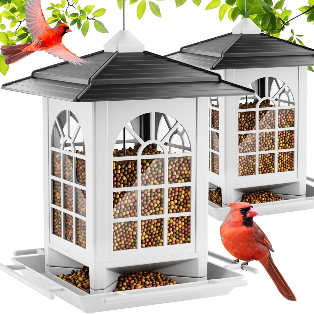 Birdream 2 Pack Bird Feeders Black and White front view