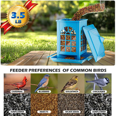 Birdream bird feeder side view showing tray and hook