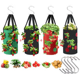 Birheatry 4 Pcs Hanging Strawberry Planter Bags front view