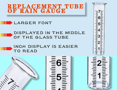 BIUWING glass rain gauge tube showing clear scale and large font