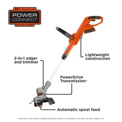 BLACK+DECKER 20V MAX String Trimmer Edger with battery
