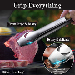 Black rubber handle of GRILLART BBQ tongs for better grip