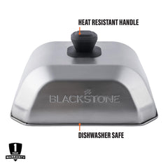 BLACKSTONE Medium Square Basting Cover on griddle with melted cheese