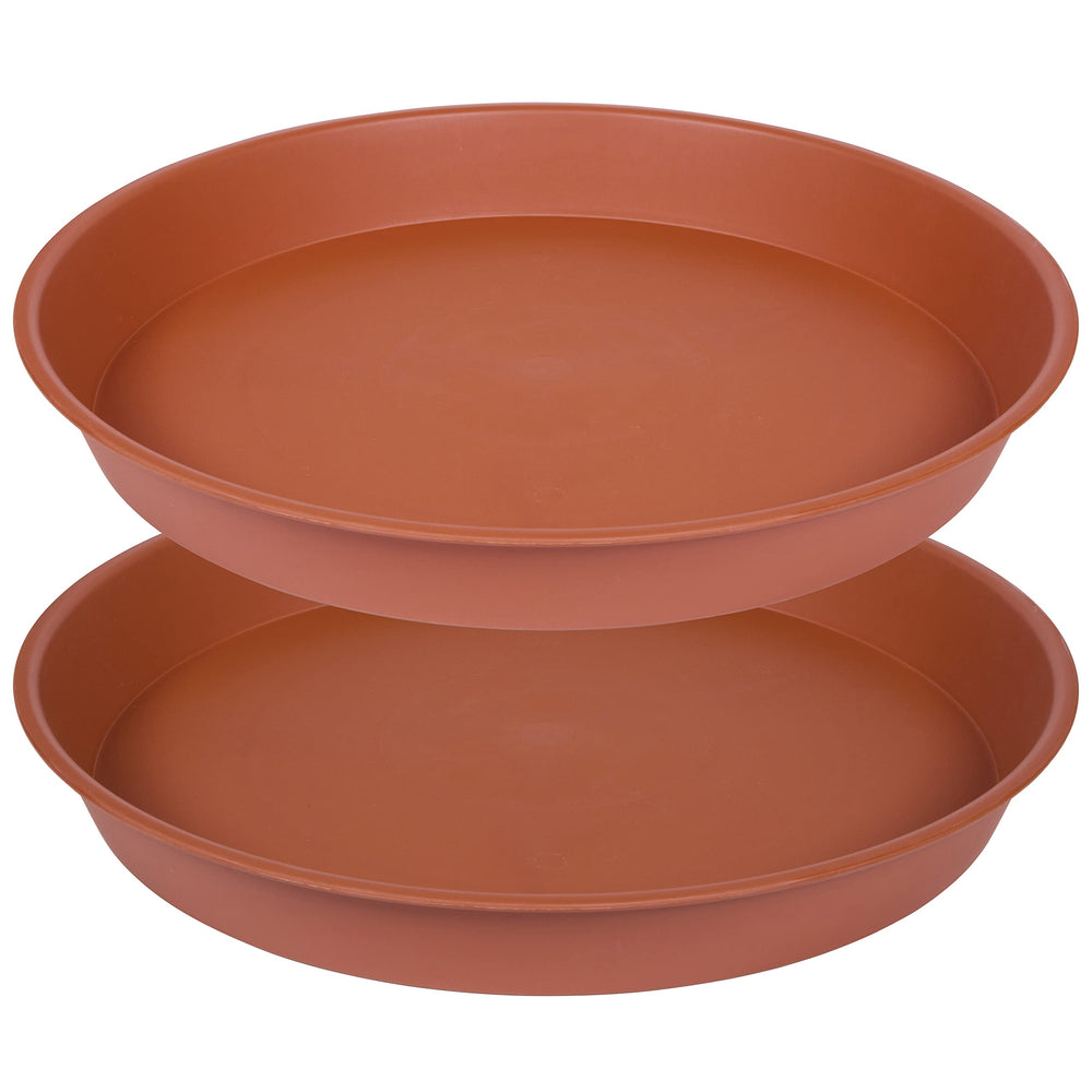 Bleuhome 12-inch plant saucer in terracotta, top view