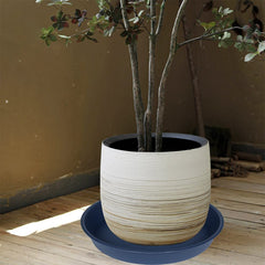 Bleuhome 21-inch blue plant saucer with plant
