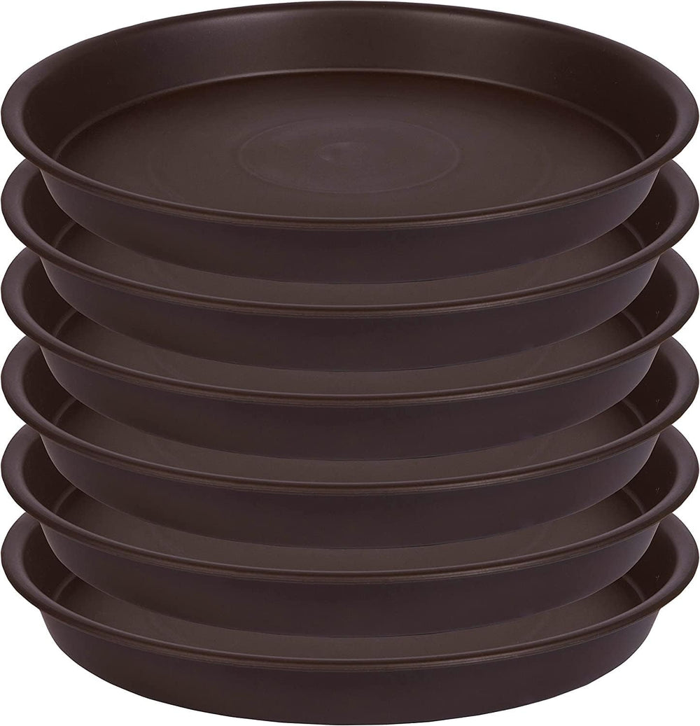 Bleuhome 6 Pack Plant Saucer Drainage Tray dark brown front view