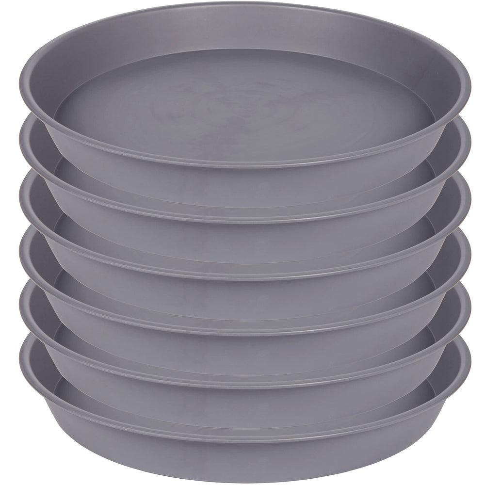 Bleuhome 7-inch plant saucer in cement colour, top view