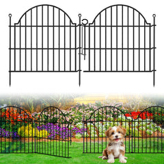 Blingluck decorative garden fence with gate, black, 24in high