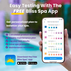 Bliss Spa App interface showing test results