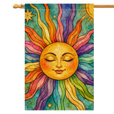 BLKWHT Colorful Sunshine House Flag front view, multicolour design