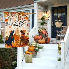 BLKWHT Fall Dog House Flag 28x40 double sided design
