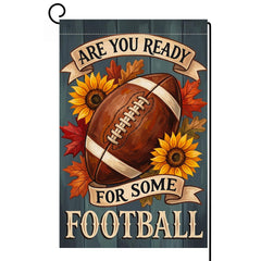 BLKWHT Fall Football Garden Flag front view 12x18