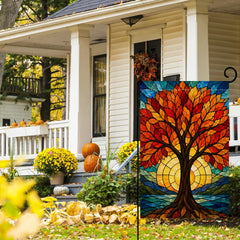 BLKWHT Fall Garden Flag 12x18 double-sided view with vibrant colours