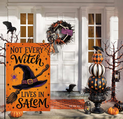BLKWHT Halloween Garden Flag back view showing double-sided design