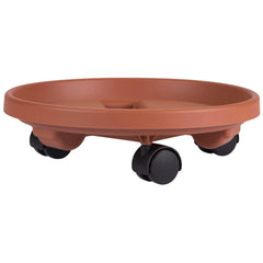 Bloem 12-inch Plastic Plant Caddy in Terra Cotta with wheels