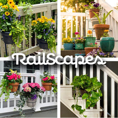 Bloem Railing Plant Clip showcased with 10-inch pot