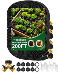 Bluepro Flat Soaker Hose 200 ft with brass splitter, black