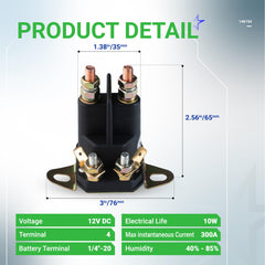 BlueStars 4-Pole Starter Solenoid side view