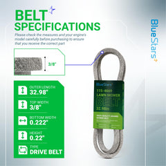 BlueStars Drive Belt packaging with specifications