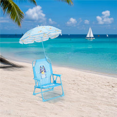 Bluey kids beach chair with character print and compact design