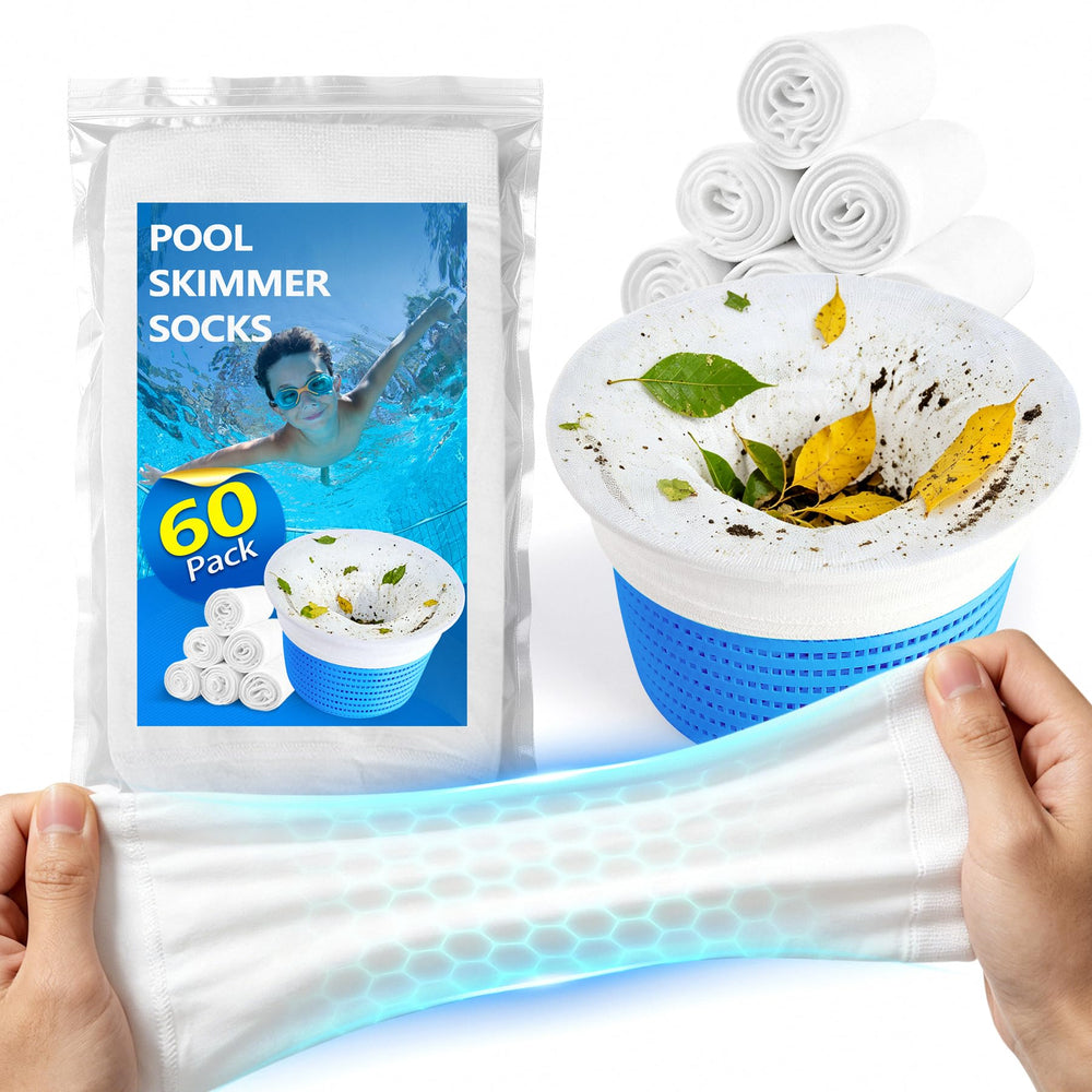 BluSwim 60 Pack Pool Skimmer Socks front view in white